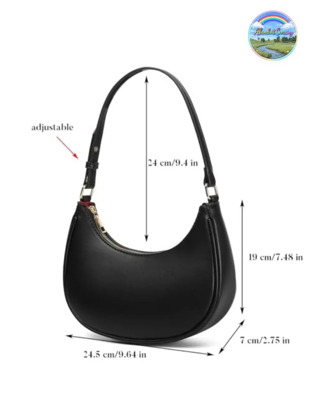 Vegan Leather Crescent Clutch Purse Y2K Crossbody Shoulder Bag